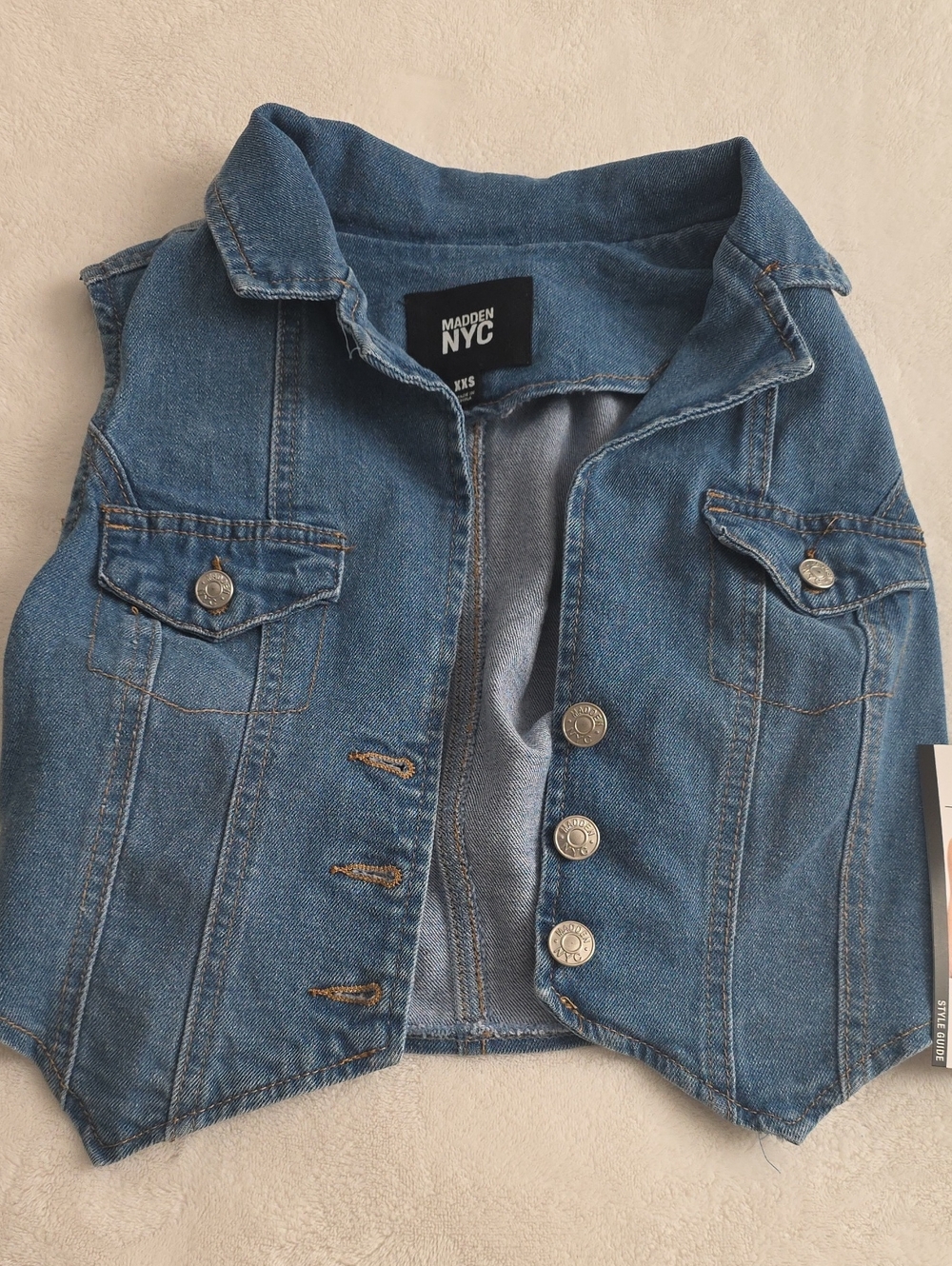 Madden NYC Girls' Blue Denim Vest - Picture 1 of 3